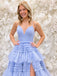 Elegant V-neck Sleeveless Side slit A-line Long Prom Dress,SW2026