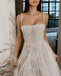 Sparkly Pearl  Square Sleeveless A-line  Wedding Dresses,DB0336