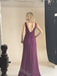 Simple V-neck Side Slit Mermaid Floor Length Prom Dress,SWS2413