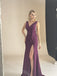 Simple V-neck Side Slit Mermaid Floor Length Prom Dress,SWS2413
