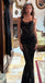 Black Square Sleeveless Side Slit Mermaid Floor Length Prom Dress,SWS2316