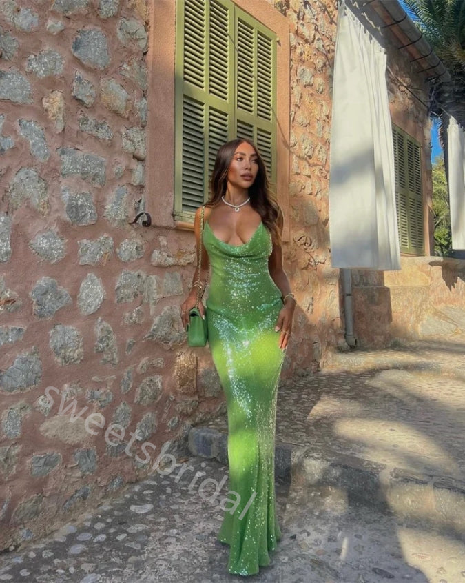 Sparkly Jewel Sleeveless Sheath Floor Length Prom Dress,SWS2254