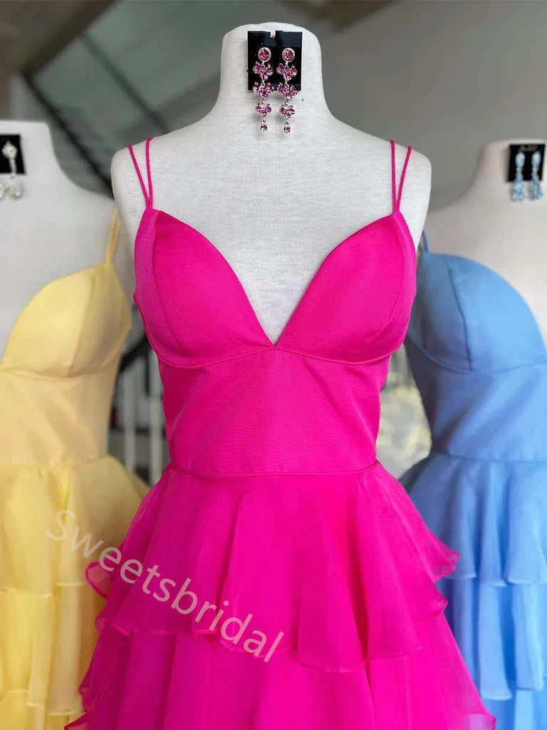 Charming V-neck Sleeveless Ruffles A-line Floor Length  Prom Dress,SWS2291