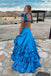 Sexy V-neck Ruffle Sleeveless A-line Long Prom Dress,SWS2131