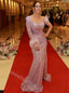 Sparkly Sweetheart Long Sleeves Mermaid Floor Length Prom Dress,SWS2201