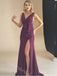 Simple V-neck Side Slit Mermaid Floor Length Prom Dress,SWS2413