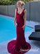 Elegant V-neck Sleeveless Mermaid Long Floor Length Prom Dress,SWS2557