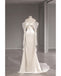 White V-neck Long Sleeves Mermaid Floor Length Prom Dress,SWS2200