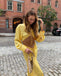 Yellow Sexy Long Sleeves Sheath Floor Length Prom Dress,SWS2257