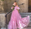 Pink Off Shoulder Sleeveless A-line Long Floor Length Prom Dress,SWS2369