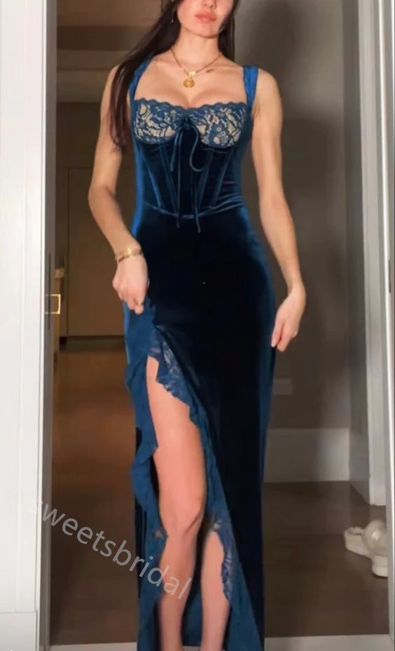 Sexy Sweetheart Sleeveless Side Slit Mermaid Floor Length Prom Dress,SWS2317