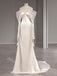White V-neck Long Sleeves Mermaid Floor Length Prom Dress,SWS2200