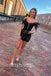 Sexy Off shoulder Sleeveless Sheath Short Mini Homecoming Dress, BTW407