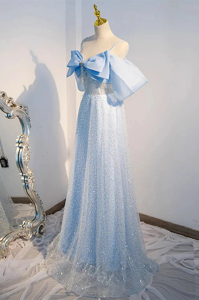Cute Off Shoulder Sleeveless A-line Floor Length Prom Dress,SWS2173