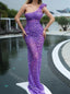 Sexy One Shoulder Sleeveless Mermaid Long Prom Dress,SWS2127