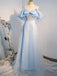 Cute Off Shoulder Sleeveless A-line Floor Length Prom Dress,SWS2173
