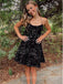 Black Halter Sleeveless A-line Short Mini Homecoming Dress, BTW351