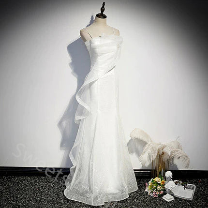 Sexy Spaghetti Straps Sleeveless Mermaid Floor Length Prom Dress,SWS2179