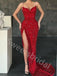 Sexy V-neck Sleeveless Side slit Sheath Long Prom Dress,SW2010