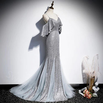 Sexy Off  Shoulder Sleeveless Mermaid Floor Length Prom Dress,SWS2178