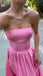 Gummy Pink  Strapless Side Slit A-line Floor Length Prom Dress,SWS2196