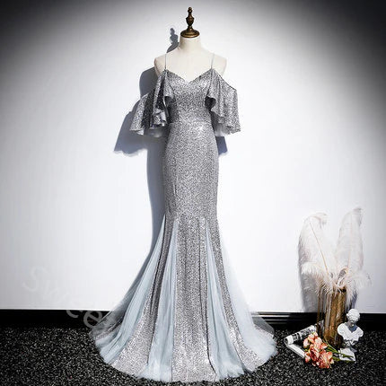 Sexy Off  Shoulder Sleeveless Mermaid Floor Length Prom Dress,SWS2178