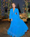 Elegant V-neck Long Sleeves A-line Long Prom Dress,SWS2129