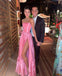 Gummy Pink  Strapless Side Slit A-line Floor Length Prom Dress,SWS2196