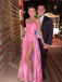 Gummy Pink  Strapless Side Slit A-line Floor Length Prom Dress,SWS2196