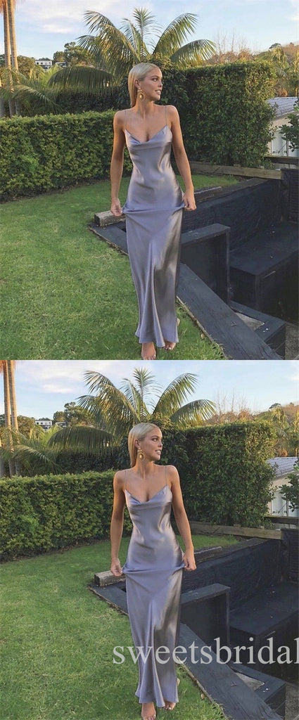 Grey Simple Jewel Sleeveless Mermaid Long Prom Dress,SWS2432