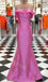 Pink Ruffle Sleeveless Simple Mermaid Floor Length Prom Dress,SWS2271