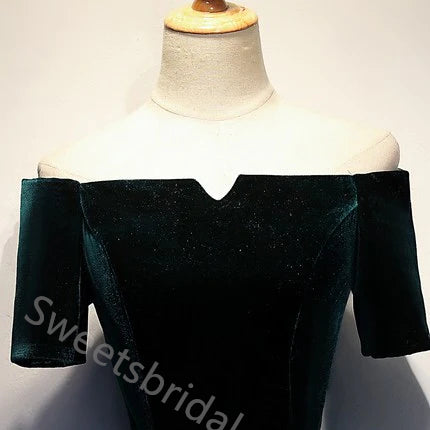 Elegant Off Shoulder Half Sleeves A-line Floor Length Prom Dress,SWS2172