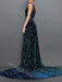 Black V-neck Sleeveless A-line Floor Length Prom Dress,SWS2215