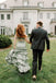 Sage Ruffle V-neck Side Slit Sleeveless A-line Long Floor Length Prom Dress,SWS2345