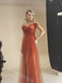 Sexy Off Shoulder Sleeveless Side Slit A-line Floor Length Prom Dress,SWS2396