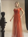 Sexy Off Shoulder Sleeveless Side Slit A-line Floor Length Prom Dress,SWS2396