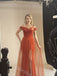 Sexy Off Shoulder Sleeveless Side Slit A-line Floor Length Prom Dress,SWS2396