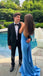 Ocean Blue Sleeveless V-neck Mermaid Floor Length Prom Dress,SWS2259