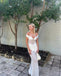 Ivory Off Shoulder V-neck Sleeveless Mermaid Long Floor Length Prom Dress,SWS2342