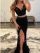Sexy Spaghetti straps V-neck Side slit Mermaid Long Prom Dress,SW2014