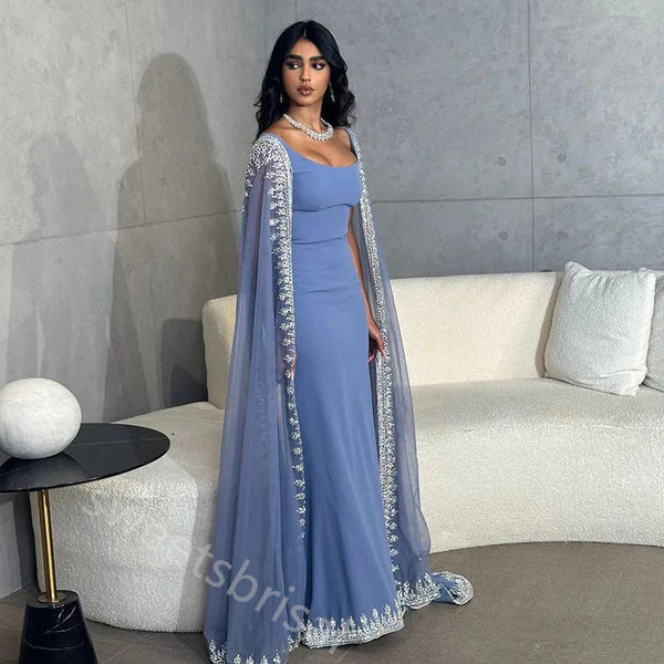 Elegant Square Sleeveless Mermaid Floor Length Prom Dress,SWS2217