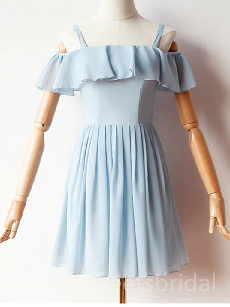 Mismatched V-neck Sleeveless A-line Short Mini Homecoming Dress, BTW355