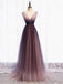 Elegant V-neck Sleeveless  A-line Long Prom Dress,SWS2137