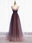 Elegant V-neck Sleeveless  A-line Long Prom Dress,SWS2137
