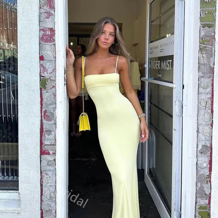 Sexy Spaghetti Straps Sleeveless Mermaid Long Floor Length Prom Dress,SWS2350