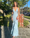 Sexy V-neck Spaghetti Straps Sleeveless Mermaid Floor Length Prom Dress,SWS2323