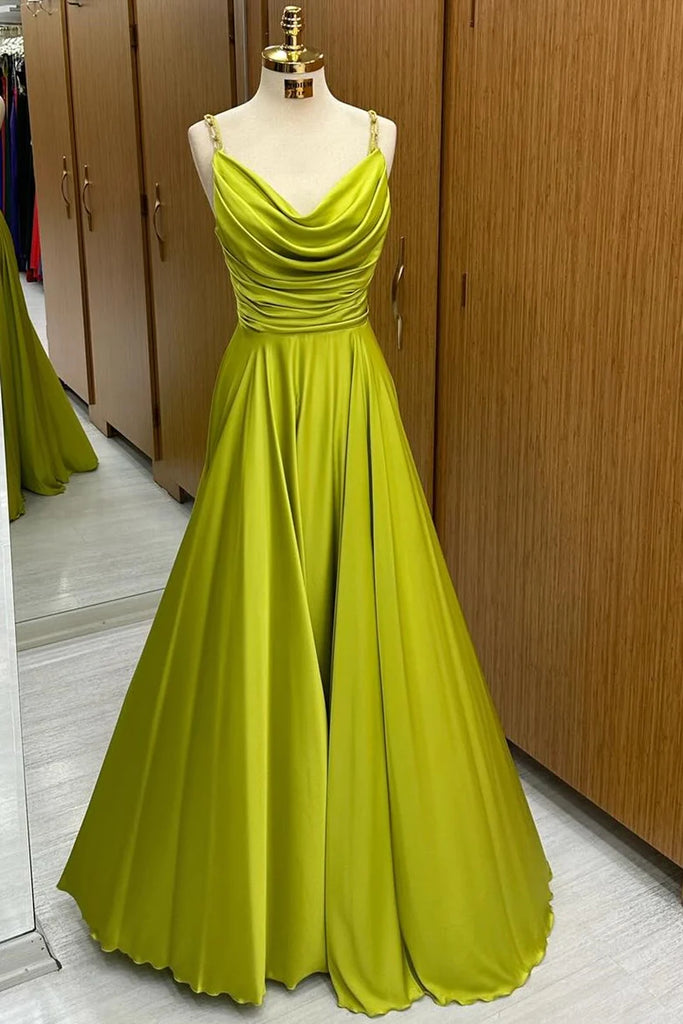Moss Green Jewel Sleeveless A-line Floor Length Prom Dress,SWS2237