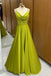 Moss Green Jewel Sleeveless A-line Floor Length Prom Dress,SWS2237