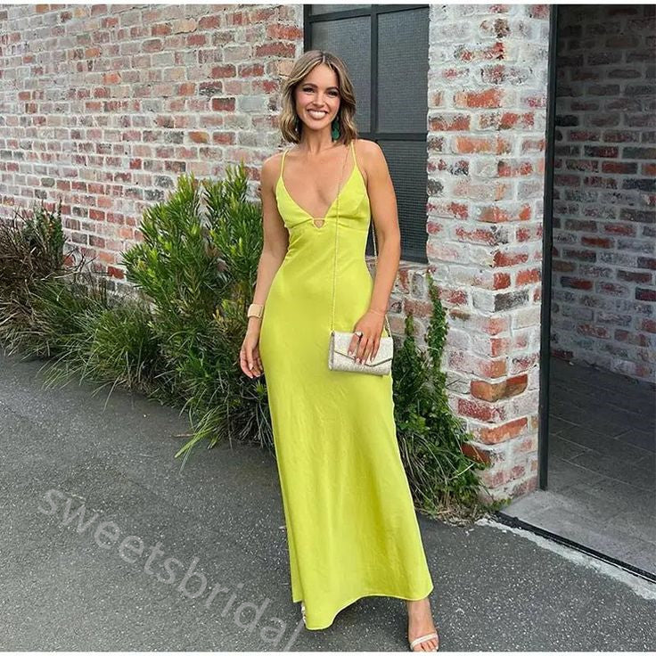 Elegant V-neck Sleeveless Sheath Floor Length  Prom Dress,SWS2295