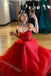 Red Sweetheart Sleeveless Side Slit A-line Long Floor Length Prom Dress,SWS2327